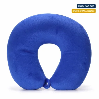 U-Shaped Microbead Filled Polyester Travel Neck Pillow Lightweight Ergonomic Support for Airplane Car Train & Office Use
