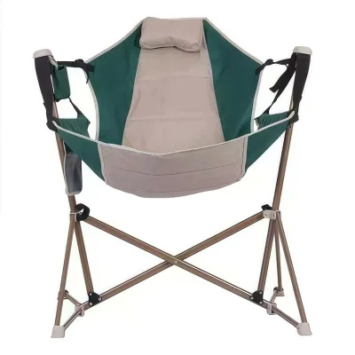 Modern Portable Folding Rocking Chair Comfortable Padded Seat Steel Frame Carry Bag for Outdoor Garden Camping Beach Relax
