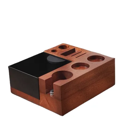 Wood Tamper Station 51mm Tamper Holder Espresso Machine Accessories Wooden Portafilter Stand Base Espresso Station Organizer