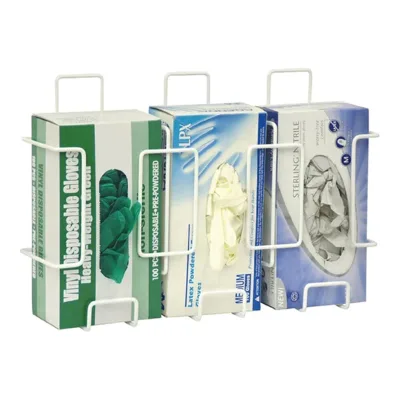 High Quality Metal Wire 3 Slots Medical Disposable Gloves Box Case Dispenser Holder Wall Mount Glove Dispenser