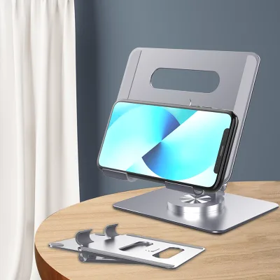 Tablet Stand Desk Riser 360 Rotation Multi-Angle Height Adjustable Foldable Holder Dock