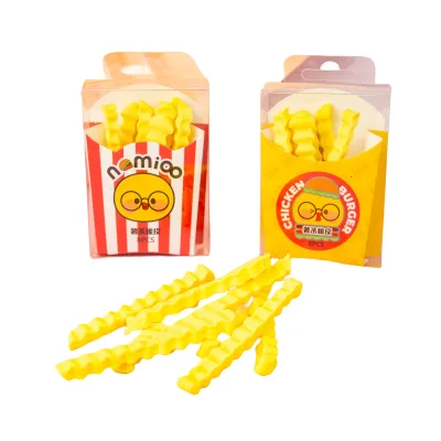 Copllent Cartoon Eraser French Fries Shape Pencil Eraser Whole Box 8 New Erasers for Children