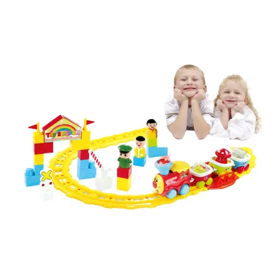 HW TOYS Plastic High Speed Electric Building Block Toys Play Set Racing Track Rail Train Amusement Park Sets for Kids