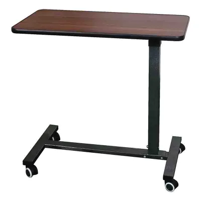 Height Adjustable Stainless Medical Hydraulic Bedside Over Bed Table With Wheel Mesa