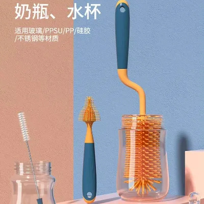 3pcs Silicone Baby Bottle Cleaning Brushes 360 Degree Rotation With Long Handle for Milk Bottle Nipple Cup Cleaning
