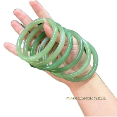 Jade Ice Thick Bracelet White Moonlight Transparent Jade Color Floating Multi-ColorFlower Fashion Glass Bangles