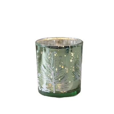 Red Gold Silver Electroplate Colourful Nordic Mercury Glass Candle Holder Wholesale Glass Candle Containers