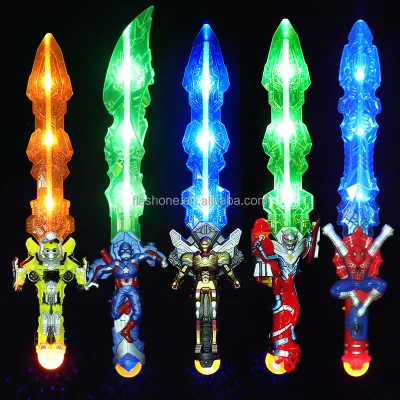 Kids' LED Flashing Toy Wand Cheap Plastic Cartoon Swords with Light Glowing Toy for Fun Christmas Decorations