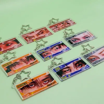 KPOP New Album RUN IT Comeback Eyes Photo Print Charm Character Acrylic Keychain Hyunjin Felix Lee Know Bag Decor Keychain