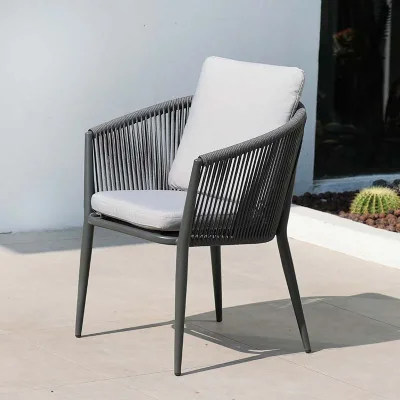High-End Comfortable Outdoor Dining Chairs for Hotel & Home Webbing Seats with Stylish Garden Furniture