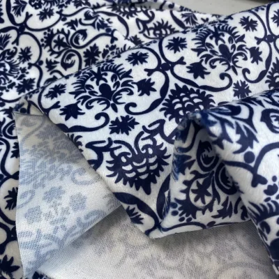 Chinese Blue and White Porcelain Design Super Soft 100% Polyester DTY for Home Textile/baby Fabric