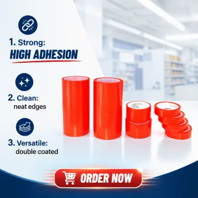 Transparent Double Coated PET Tape Available in Jumbo Rolls, Log Rolls & Finished Rolls Plant Directly Sale