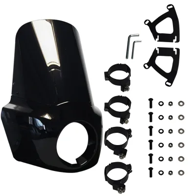Motorcycle Headlight Windscreen Universal Front Headlight Fairing Screen Cover Cowl Fork Mount