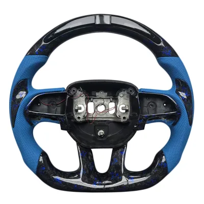 Factory Wholesale Forged Carbon Fiber Leather LED Paddle Grip Steering Wheel for Dodge Challenger SRT Car Steering Wheel