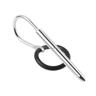 Male Rubber Locking Ring Metal Urethral Plugging Horse Eye Stick Sex Product Male Masturbation Apparatus