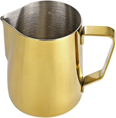 Insulated Stainless Steel Coffee Milk Frother Cup Espresso Steaming Pitcher with Handle and Measurement Scale