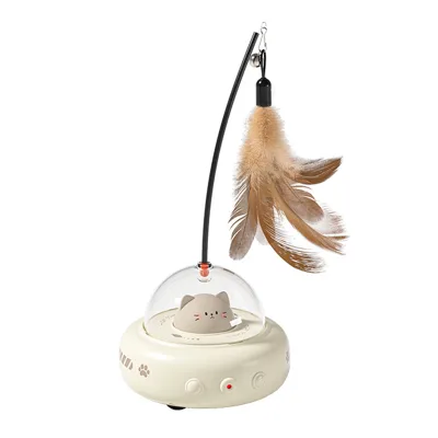 Interactive Toys Motion-activated Smart Teaser Rotating Interact Teaser Rotate Cat Automatic Laser Toy with Feathers