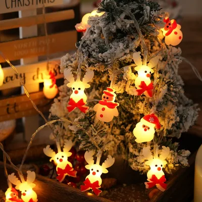 2025 Hot Sale Christmas Artifical IP44 Solar LED Santa Claus/Deer Light Strings for Christmas Tree/Home Decoration