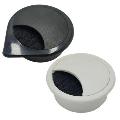 Office Hardware Fittings ABS 60mm Wire Organizer Cable Management Hole Cover Desk Grommet With Brush