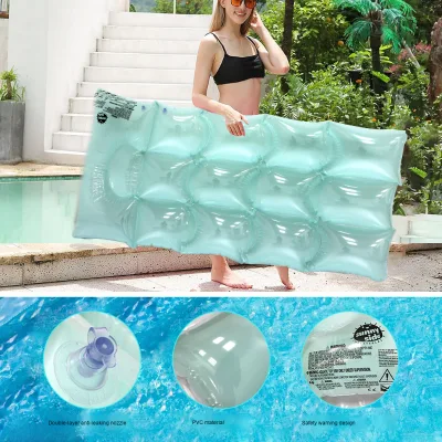 Adult Transparent Wave Style Inflatable Floating Lounger Thickened Water Bed Pool Hammock Floating Mat Pools Pool Accessories