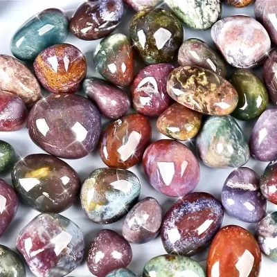 Wholesale Natural Crystal Ocean Jade Handheld Hot Compress Stone Feng Shui Rough Polished Palm Yoga Massage Stone Engraving