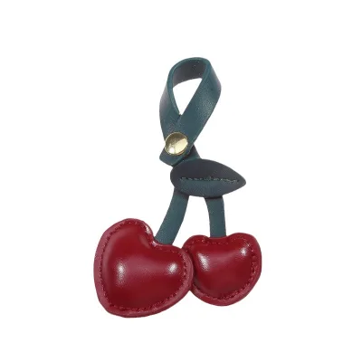 Cute High Quality Leather Love Cherry Purse Charm Vintage Heart Bag Keychain Pendant Gift for Girls Promotional Keychains