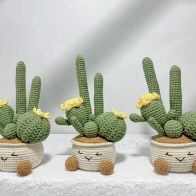 2024 Cactus in the Pot Handmade Cactus Decor Crochet  Home Decoration Office Decoration