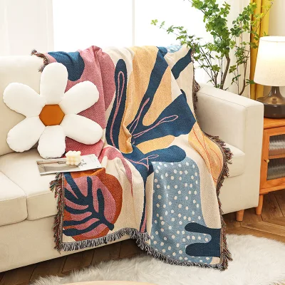 Wholesale Bohemian Cotton Woven Throw Blanket Aesthetic INS Style Sofa Cover Jacquard Camping Picnic Rug