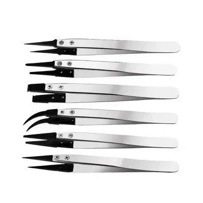 130Mm ESD-259 Stainless Steel Carbon Fiber Head-Changed ESD Antistatic Tweezers