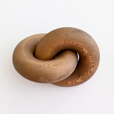 Coffee Table Decor, Bookshelf Decor, Decorative Wooden Knot Chain Link Accent for Home Display