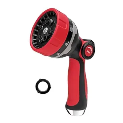 Garden Hose Nozzle, Heavy Duty Metal Water Hose Sprayer with 10 Adjustable Spray Patterns and Brass Hose Quick Connector
