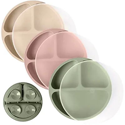 Silicone Suction Base Without BPA Baby Compartmented Tray