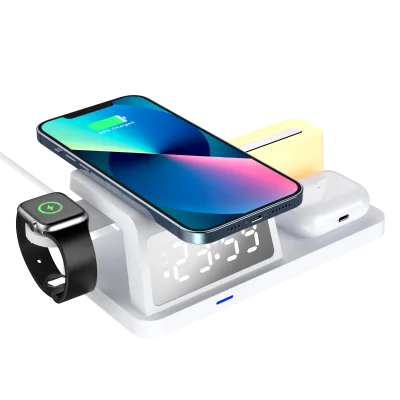 Expensive Alarm Clocks Mobile Phone Headphones Watch Five in One Wireless Charging Electronic Fancy Alarm Clock
