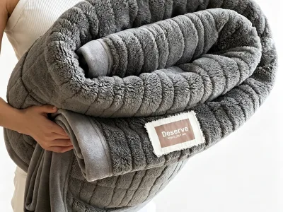 Soft Thick Double Sided Striped Milk Fleece Blanket,Warm Multi-purpose Sofa Bed Cover for Home Autumn Winter