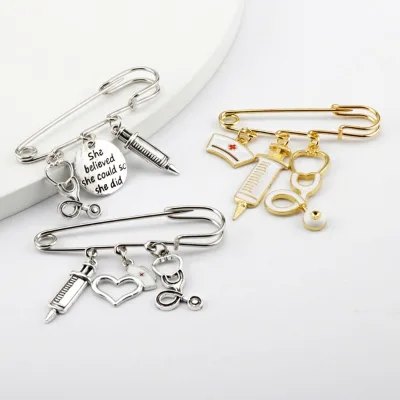 Jachon New Stethoscope Brooch Pins Nurse Week Gifts Enamel Lapel Pin Decoration Brooch for Medical Doctor Graduation Presents