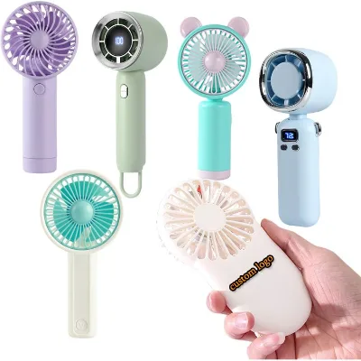 Custom Portable Fan Usb Mini Hand Fan  Rechargeable Night Light Cooling  Outdoor Camping Fan