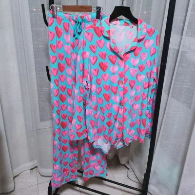 High Quality Custom Print Folder Over Neck Adult Bamboo Pajamas