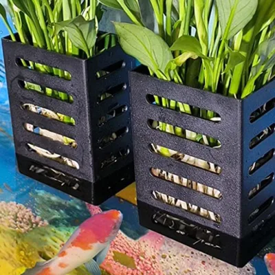 Hot Sale Aquarium Plant Holder Hanging Aquatic Planter Cups for Aquarium Decorations with Hooks and Suction Cups