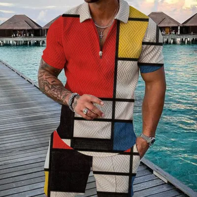 Summer Pulled Lapel Polo Shirt Shorts t Shirt and Short Set for Men Custom T-shirt and Shorts Set