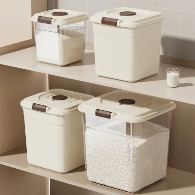 Kitchen Items Large Rice Barrel Transparent Sealed Dry Grains Storage Boexs Plastic Food-grade Containers with Wheels