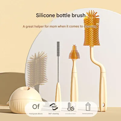 OEM/ODM PP 360° Portable Cleaning Brush and Bottle Brush Set with Base and Straw Brush