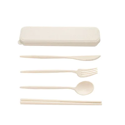 Wheat Straw Tableware, Knives, Forks, Spoons, Chopsticks, New Portuguese Plastic Portable Tableware Set