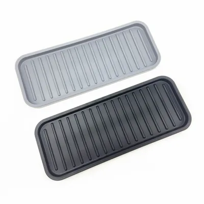 Silicone Kitchen Sink Storage Organizer Tray with Scrubber Spoon Drip Tray for Dish and Bowl Use