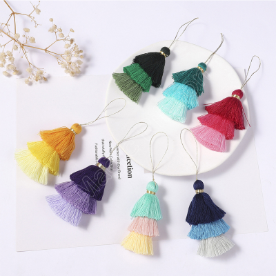 E-Magic Fashion Handmade Tassel Low MOQ Customized Color 3 Layer String Decorative Cord Polyester Tassels for Decoration