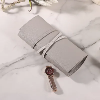 Custom PU Leather Travel Roll Jewelry Boxes Small Jewelry Storage Organizer for Rings and Necklaces