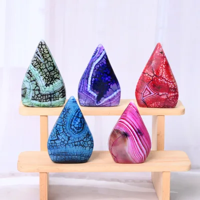 Wholesale Hot Sale Healing Stone Natural Agate Dyed Free Form Flame for Decoration