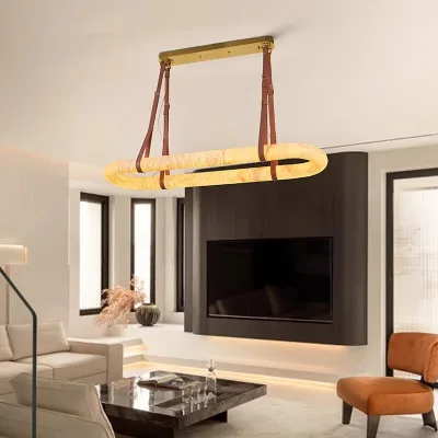 Modern Nordic Design LED Copper Lamp Warm White Spanish Marble Chandelier Pendant Dimmable AC Power for Living Room