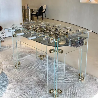 Transparent Tempered Crystal Glass Foosball Table Acrylic Standard Adult Double Player Soccer Game Table Leisure Game Equipment