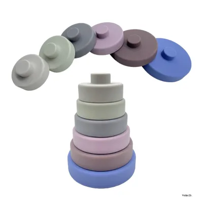 Educational Toddler Busy Board Boys Girls Sensory Building Toy Sensory Toys BPA Free Silicone Stacking Nesting Circle Toys