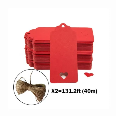 Hollow Heart Shape Kraft Paper Tags Gift Tag Hang Tag with Free Natural Jute Twine for Christmas Wedding Thanksgiving Bi
